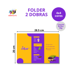 Folder em Couché Brilho com 2 Dobras - 200x95mm.