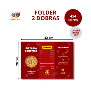 Folder em Couché Brilho com 2 Dobras - 200x140mm