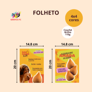 Folheto - 148x200mm em Couché Brilho 115g - 4x4 - Sem Enobrecimento - Refile