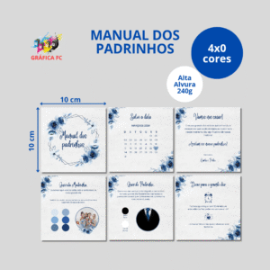 Manual dos Padrinhos - 100x100mm em Alta Alvura 240g - 4x0 - Sem Enobrecimento - Furo 7mm